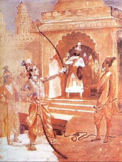 Raja Ravi Varma Sri Rama breaking the bow china oil painting image
